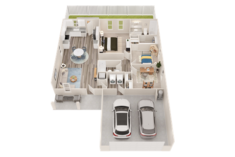 Floor plan for 3 beds, 2 baths, 1206 sqft